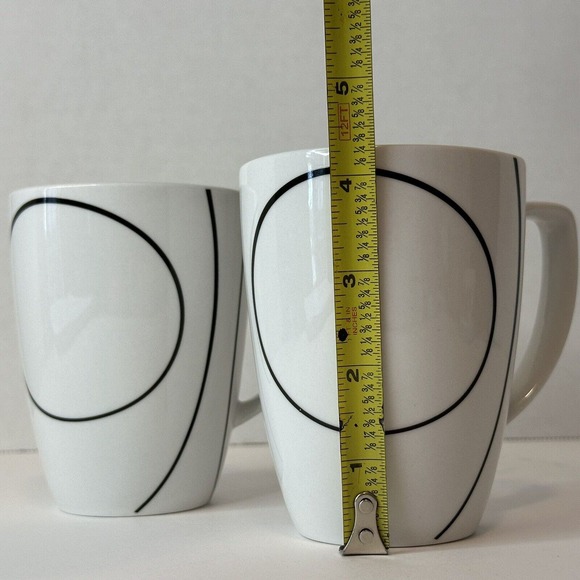 Corelle Corning Simple Lines Cup Set of 2, Square, Black Curved Lines On White - Picture 9 of 9